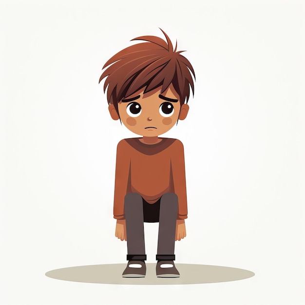 Photo enfant triste dans une animation minimaliste plate générée par l'ia