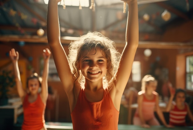 Photo les enfants aiment le sport un mode de vie actif est la clé de la santé un mode de vie sain dès le plus jeune âge un enfant actif activité physique faire de l'exercice avec un corps fort