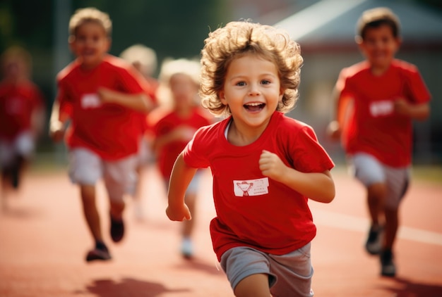 Photo les enfants aiment le sport un mode de vie actif est la clé de la santé un mode de vie sain dès le plus jeune âge un enfant actif activité physique faire de l'exercice avec un corps fort