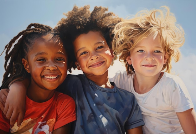 Des enfants amis entre eux