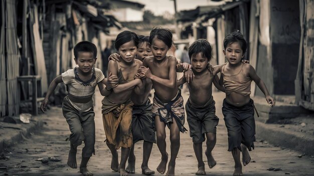 Photo des enfants cambodgiens dans les bidonvilles de poipet, au cambodge