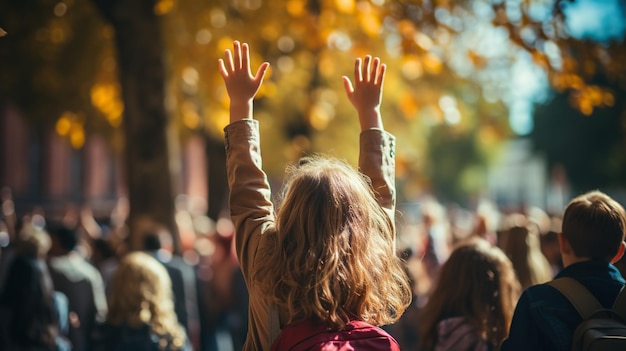 Enfants courant dans les bois en automne