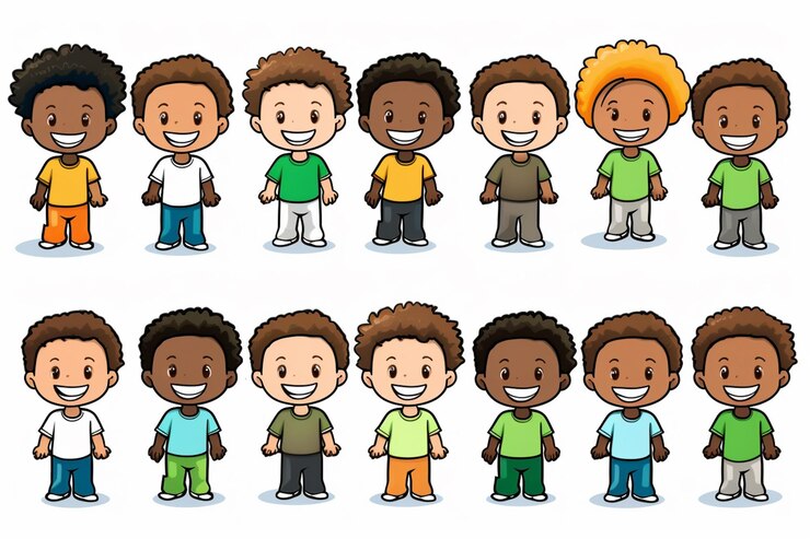 Photo enfants de dessins animés avec différentes expressions et expressions génératives ai