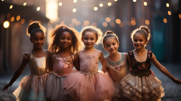 Des enfants de différentes races poursuivent leurs passions en apprenant le ballet sous la tutelle