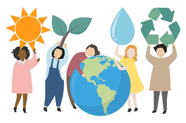 Les enfants du changement climatique illustration de clipart png sur fond transparent