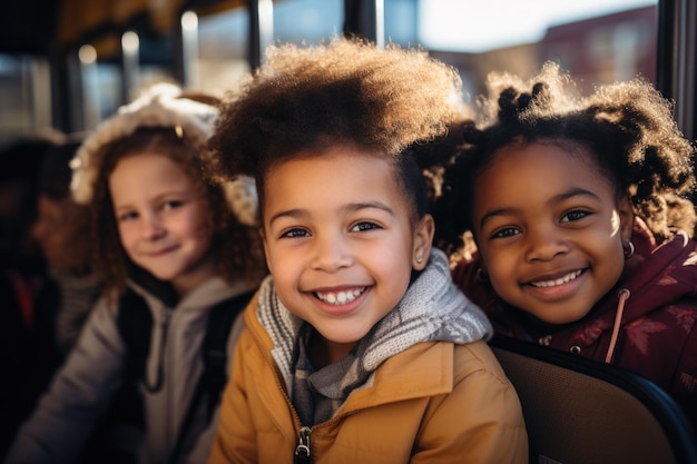 Enfants à l'école dans la rue