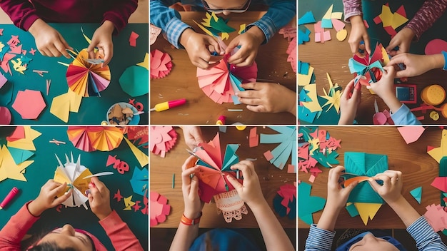 Photo des enfants faisant du papier