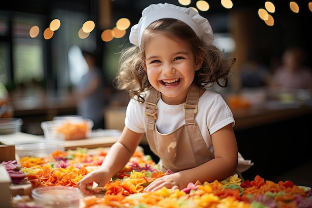 Des enfants heureux dans l'Atelier de Gaufres Maison générative IA