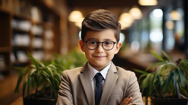 Enfants heureux debout dans le bureau avec les bras croisés