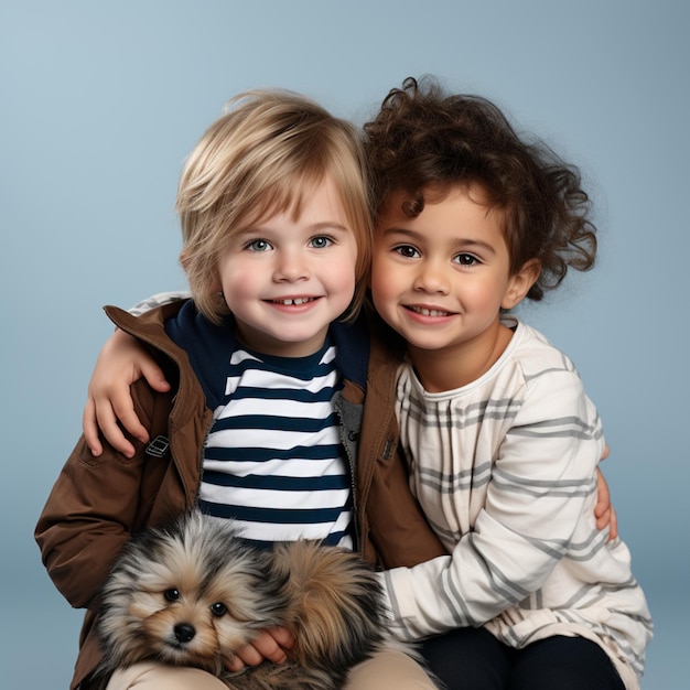 enfants heureux sur fond blanc