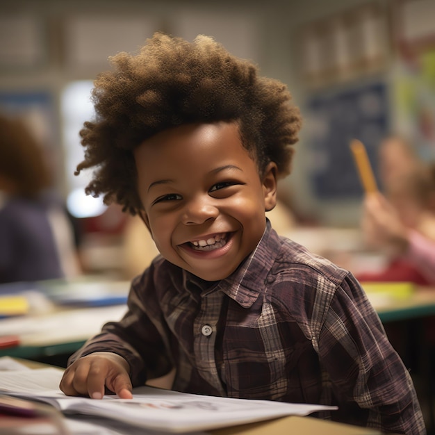 Enfants heureux lisant un livre image ai