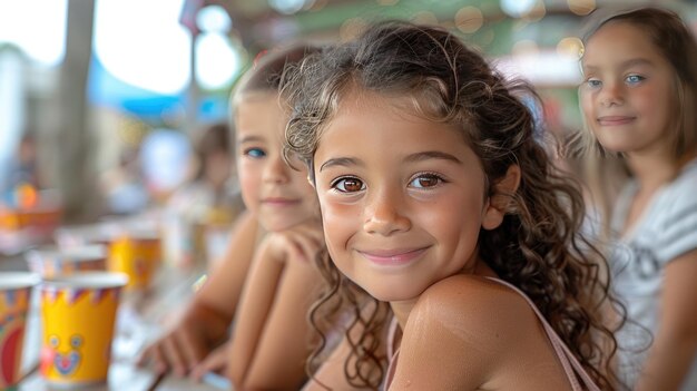 Photo des enfants heureux en train de faire un manège