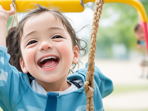 Des enfants jouant dans l'aire de jeux.