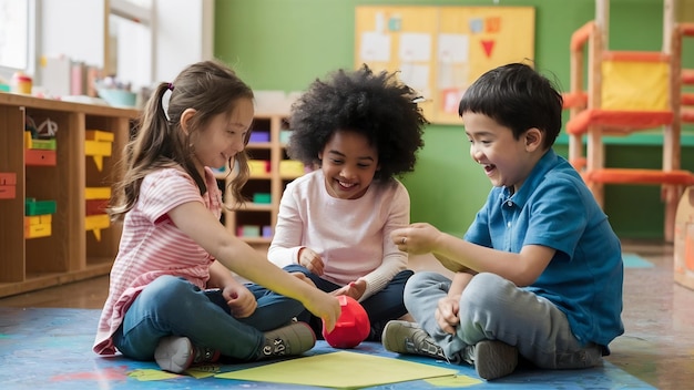 Des enfants jouant ensemble à la maternelle