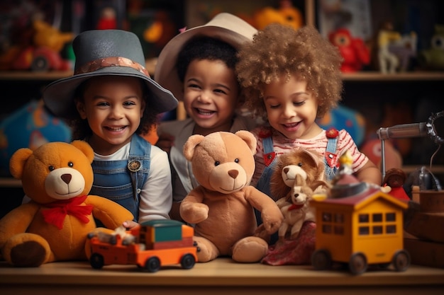 Photo enfants jouant avec des jouets ia générative