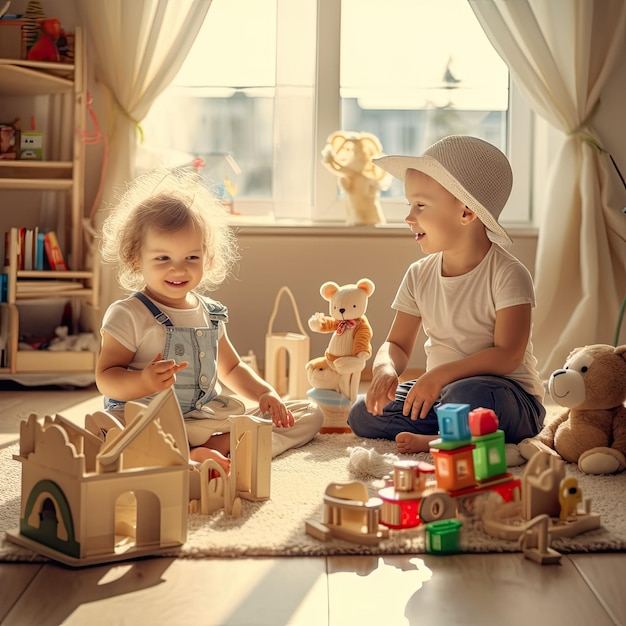 Enfants jouant avec leurs jouets