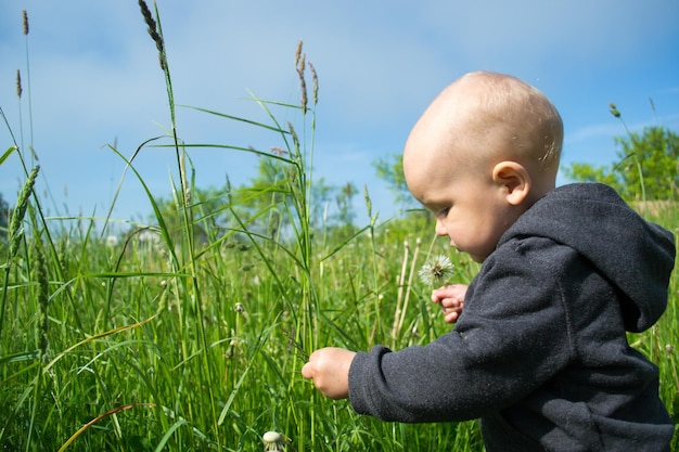 Les enfants jouent dans l'herbe