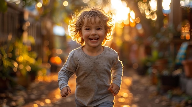 Des enfants jouent avec leur mère à l'extérieur.