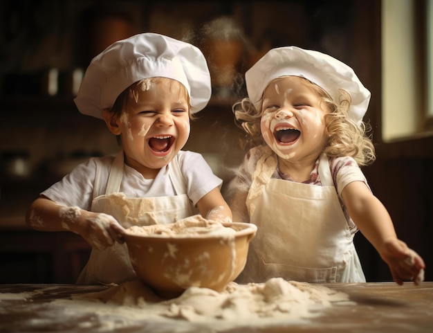 Des enfants joyeux préparent la nourriture