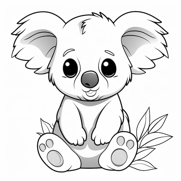 Photo les enfants koala dessinent des livres de coloriage mignons et mignons.