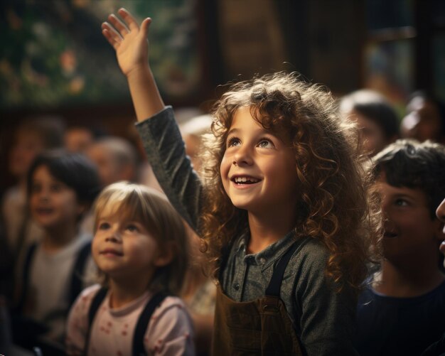 enfants levant la main un jour d'école