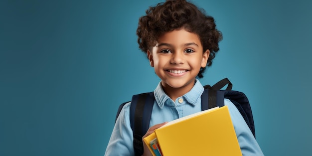 enfants avec des livres et des sacs à dos de retour à l'école IA générative