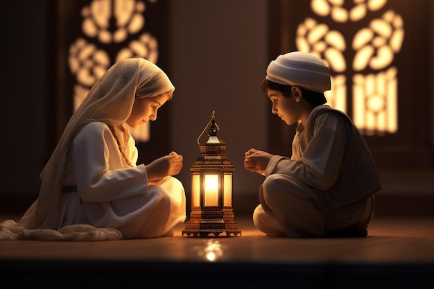 Enfants musulmans engagés dans des activités du Ramadan