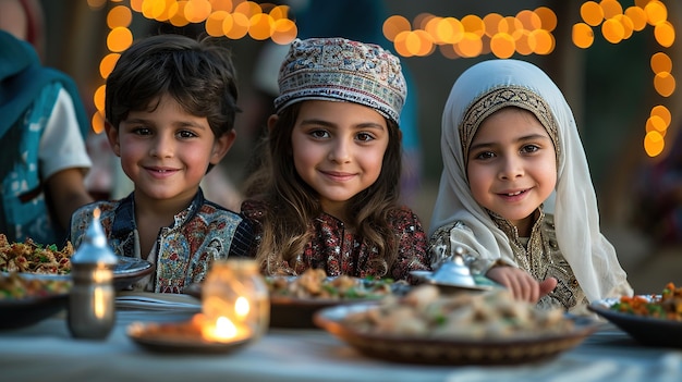 Des enfants musulmans lors d'une fête musulmane du mois sacré du Ramadan Kareem