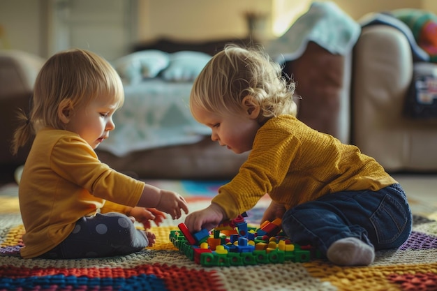 enfants partageant des jouets jouant ensemble