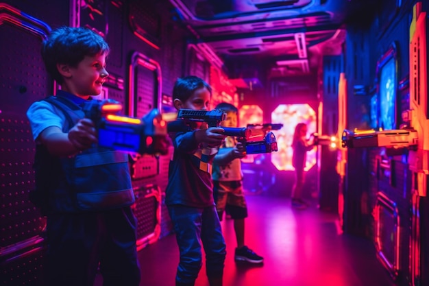 Enfants profitant d'un jeu de laser tag