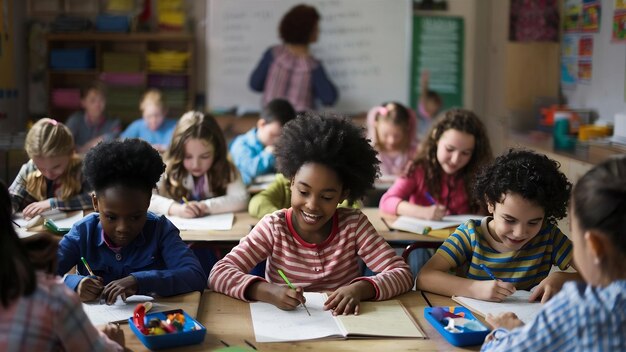 Enfants qui étudient dans une classe