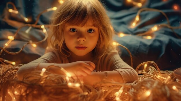 Les enfants reçoivent des cadeaux pour Noël Des portraits mignons d'enfants Année nouvelle et bonheur