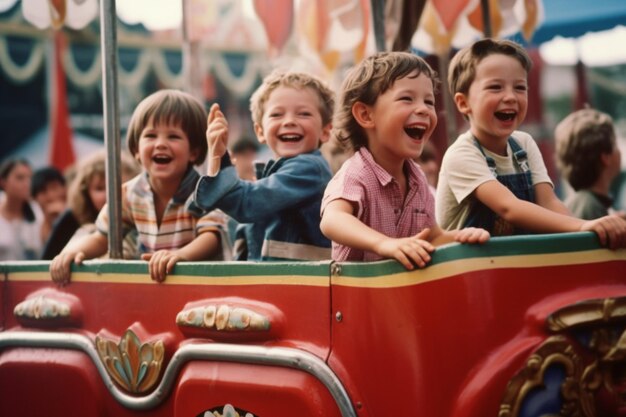 Enfants s'amusant lors d'un carnaval ou d'une foire