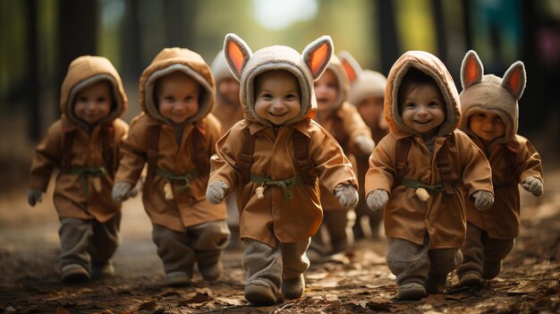 Photo des enfants se déguisent en lapins