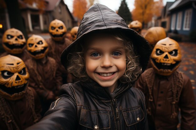 Des enfants se préparent pour la fête d'Halloween.