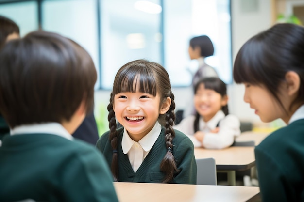 Des enfants souriants apprenant ensemble