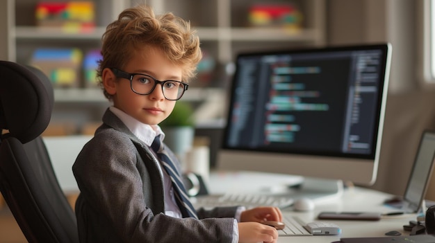 enfants travaillant à l'ordinateur