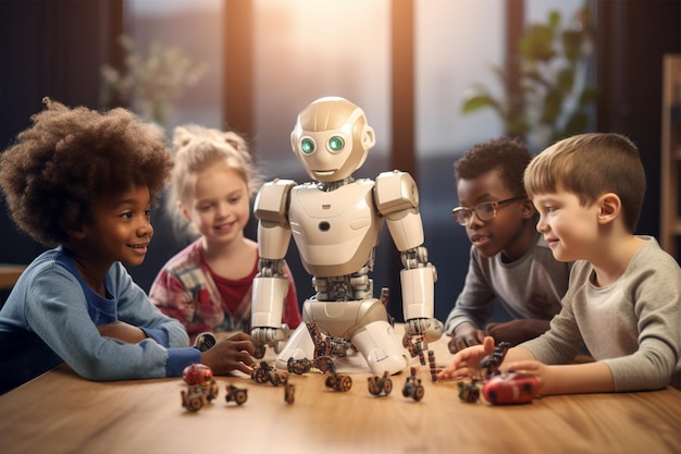 Les enfants travaillent à la création de jouets avec l'intelligence artificielle et la robotique