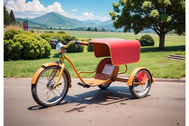 Les enfants tricycle jouet vélo papier peint arrière-plan enfance temps heureux la photographie des œuvres