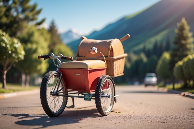 Photo enfants tricycle jouet vélo papier peint fond enfance temps heureux photographie travaux