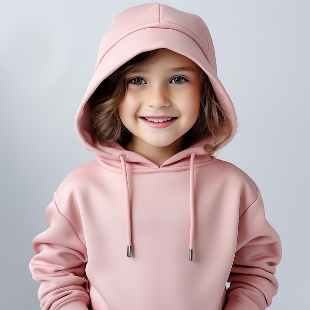 Photo enfants en vêtements roses sur fond blanc isolés de haute qualité