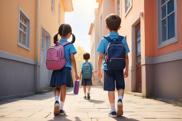 Les enfants vont à l'école dans la nouvelle année scolaire