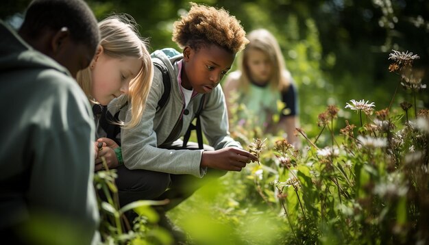 Photo l'engagement et la curiosité des étudiants lorsqu'ils participent à une excursion en plein air