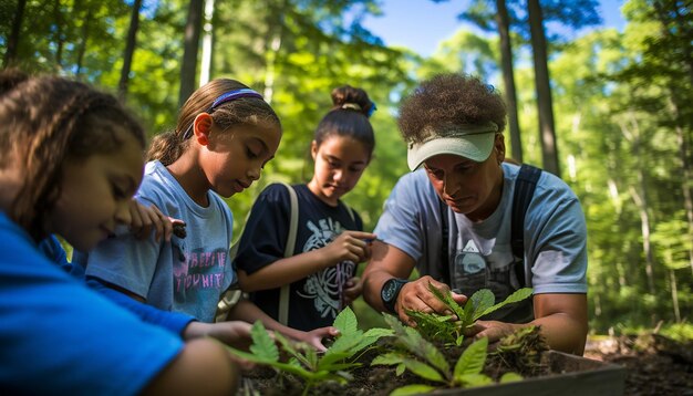 Photo l'engagement et la curiosité des étudiants lorsqu'ils participent à une excursion en plein air