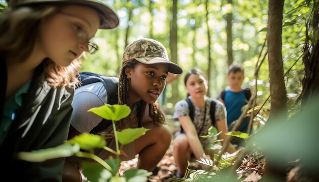 Photo l'engagement et la curiosité des étudiants lorsqu'ils participent à une excursion en plein air