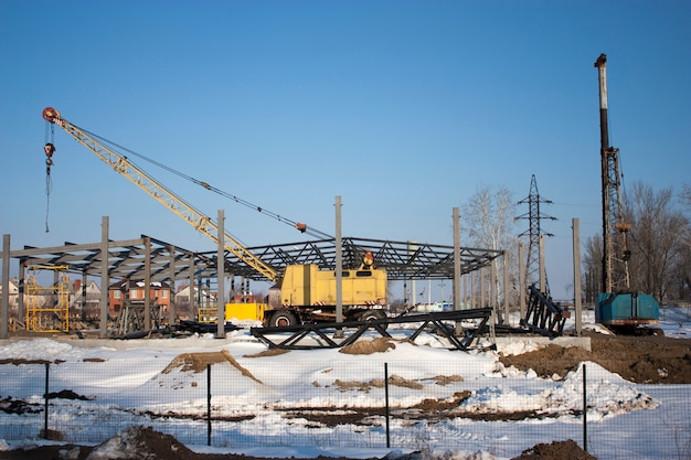 Engins de chantier sur le chantier