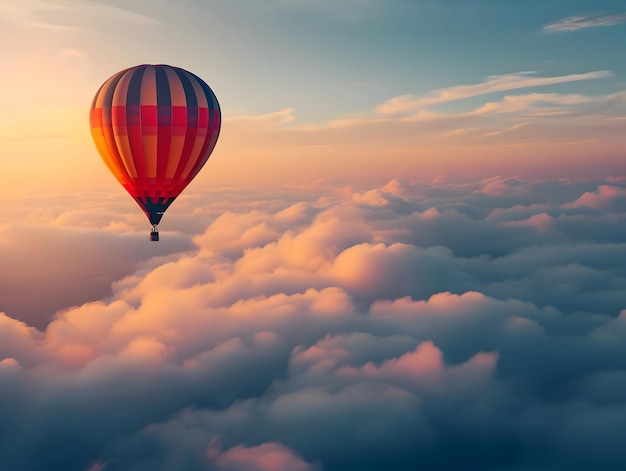 Photo Énorme ballon au-dessus des nuages dans le ciel coucher de soleil de haute qualité