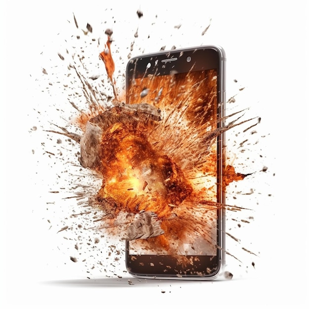 Une énorme explosion brisée d’écran de téléphone portable