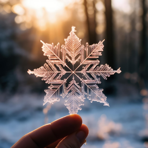 énorme flocon de neige sur la paume