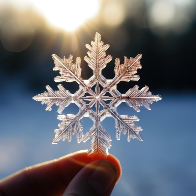 énorme flocon de neige sur la paume